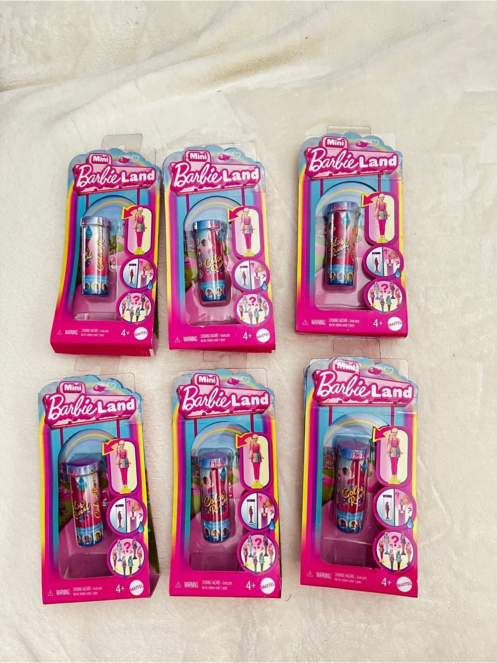 Lot of 6 Barbie Mini BarbieLand Color Reveal 1.5" Doll Surprise Water Reveal